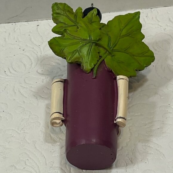 Red Wine Bottle Hanging Ornament Grapes "They drank wine everyday..." 4" Tall - Picture 5 of 9